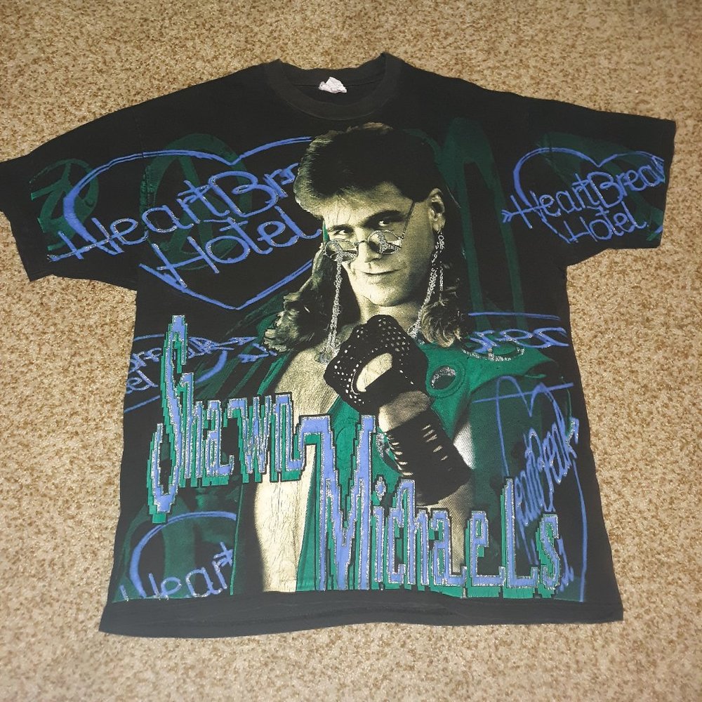 WWE Shawn Michaels True Vintage All Over Print Shirt XL
